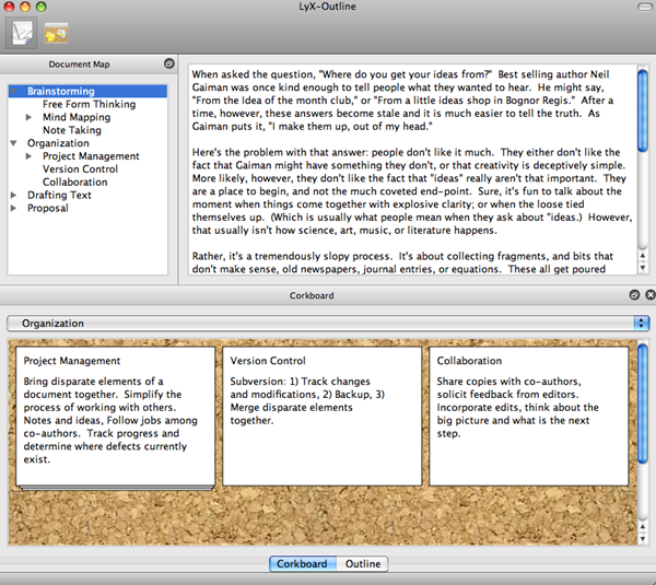 LyX-Outline Main Window (Mac OS X) LyX-Outline Main Window (Mac OS X)