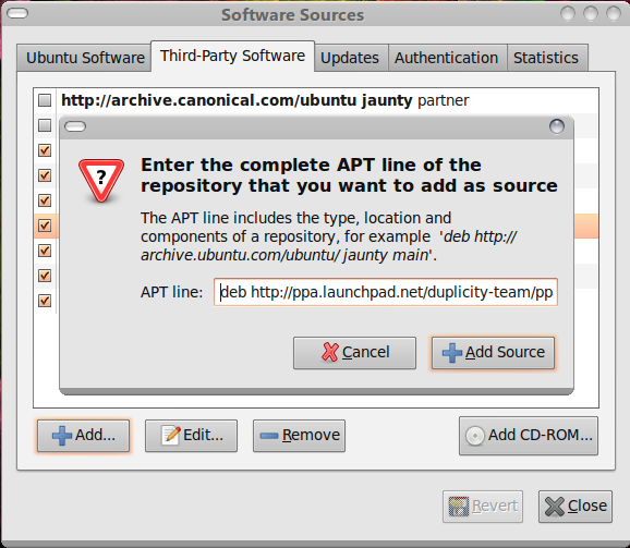 Time Drive 0.2 - Software Sources Dialog Time Drive 0.2 - Software Sources Dialog