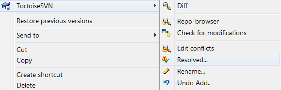 The last step required to commit your changes and return to your life is to mark the conflict as "resolved." The last step required to commit your changes and return to your life is to mark the conflict as "resolved."